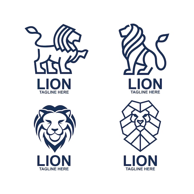 Vector lion logo set