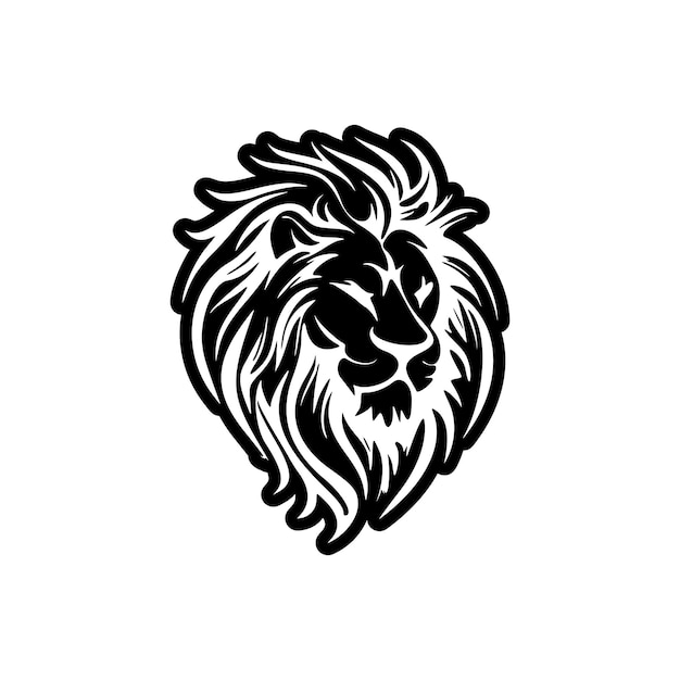 Lion logo showing in simple black white vector image