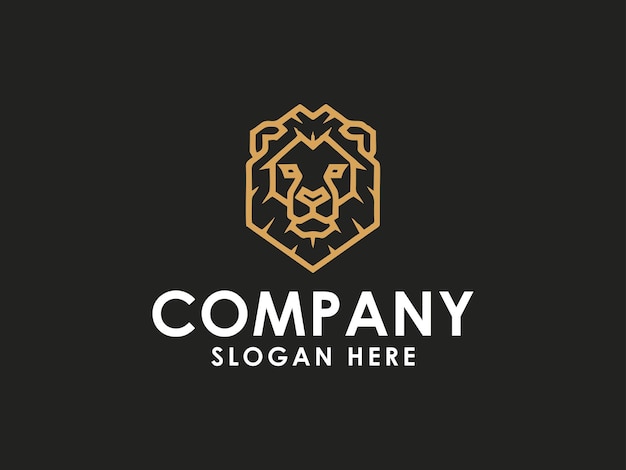 Lion logo vector icon line illustration