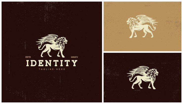 Lion logo with wings on it