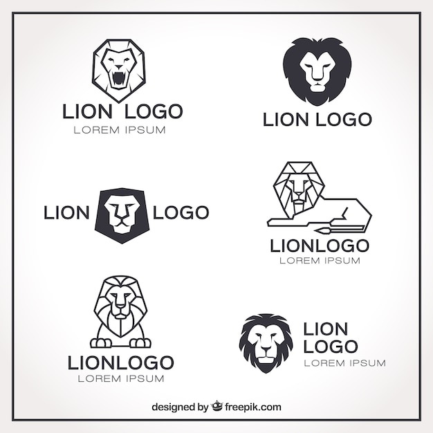 Vector lion logos, geometric linear style