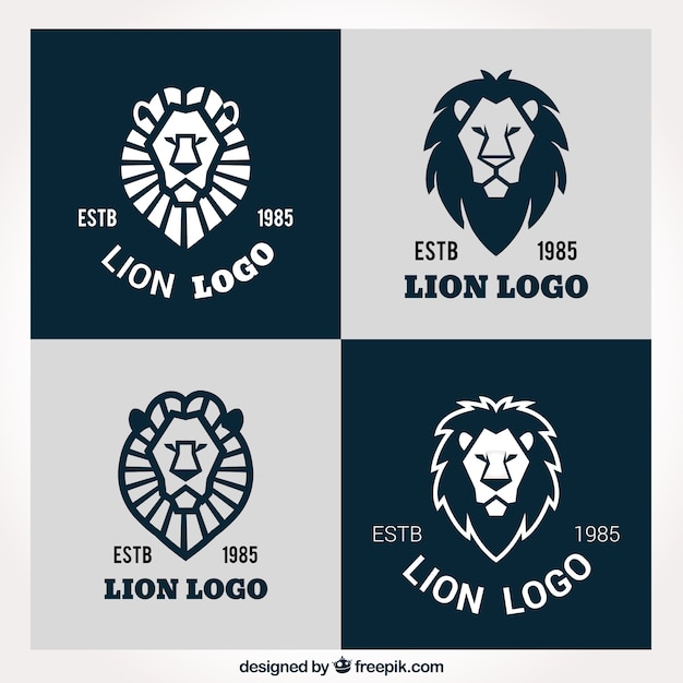 Vector lion logos, vintage style