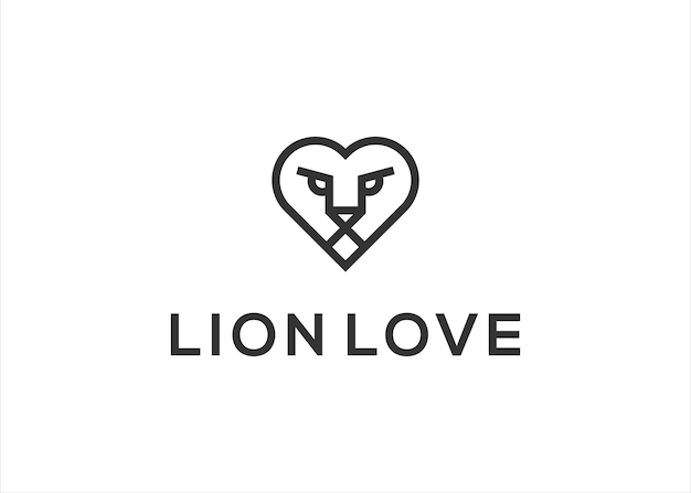 Lion Love Logo Lion Heart Vector illustration