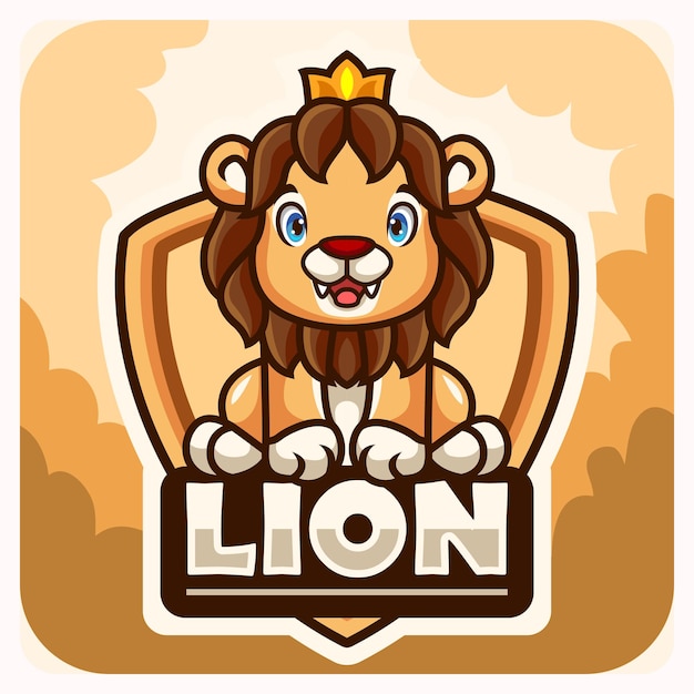 Vettore design del logo esport della mascotte del leone