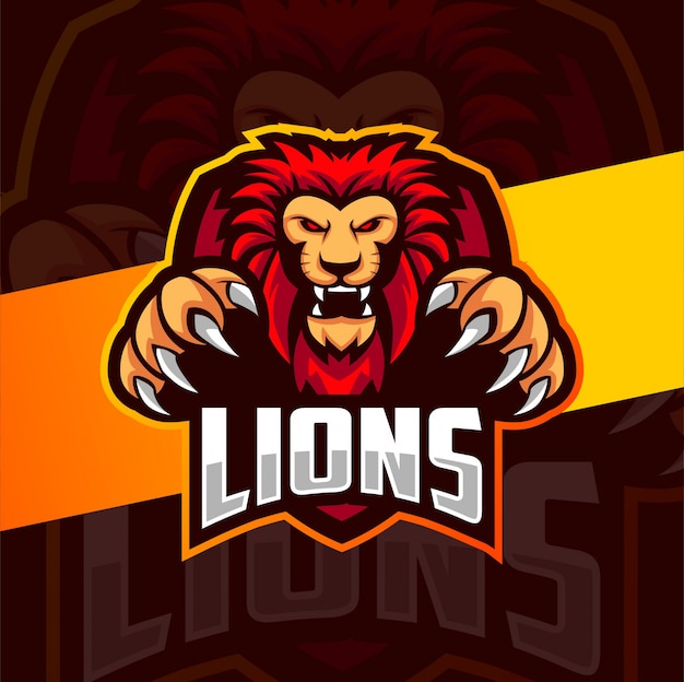 lion mascot esport logo design