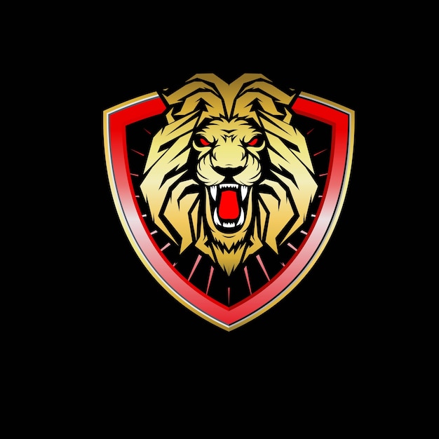 ベクトル 黒で隔離のライオンのマスコットのロゴのデザイン