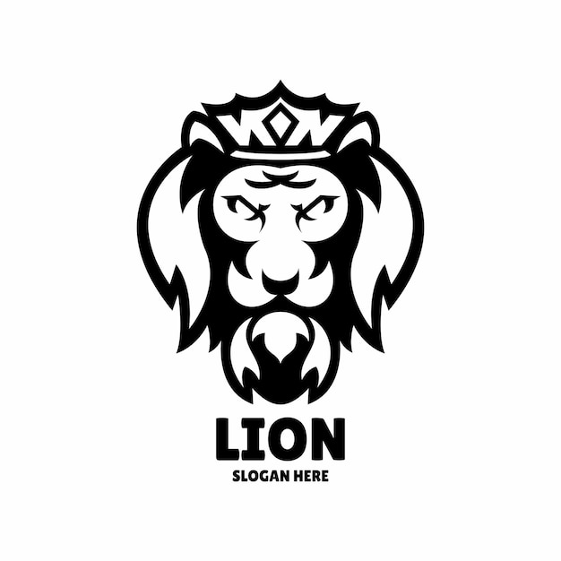 lion mascot logo line art design illustration