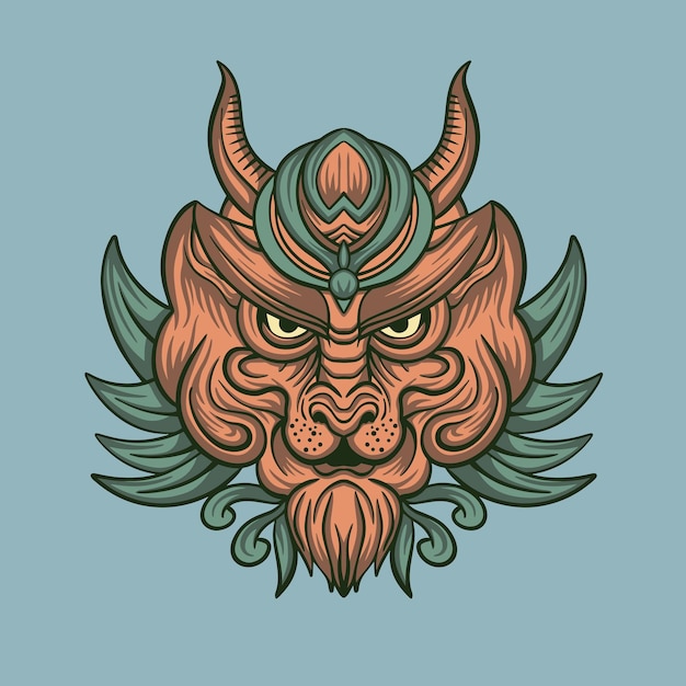 Lion mask art Illustration hand drawn style premium vector for tattoo sticker logo etc