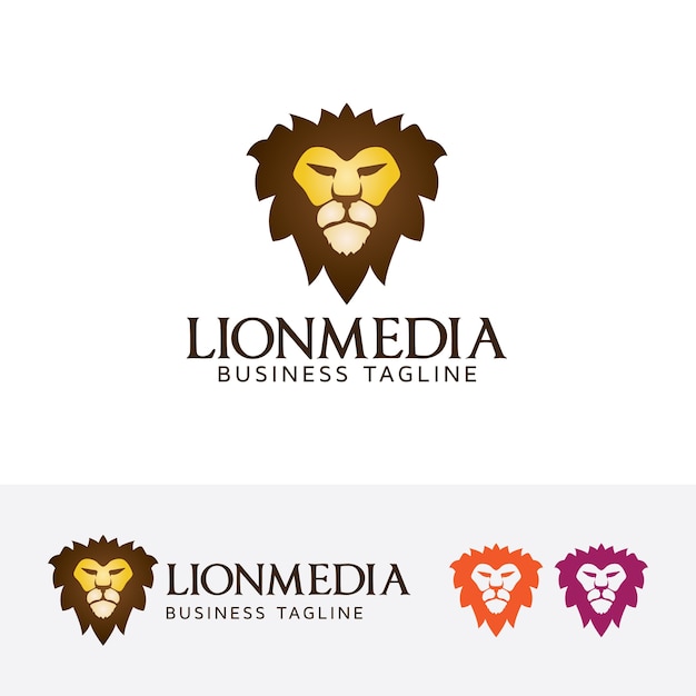 Vettore modello di logo multimediale lion