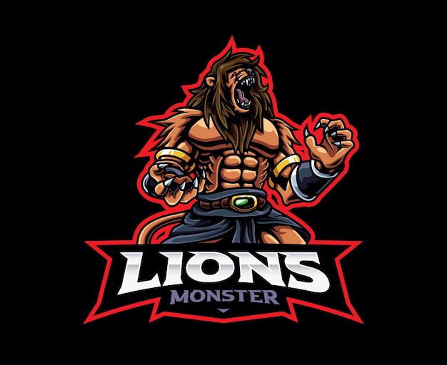 Lion monster mascot logo design