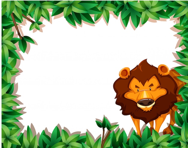 Vector a lion on nature frame