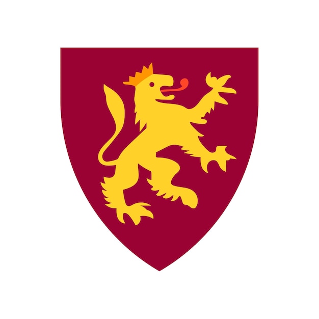 Лев на иллюстрации геральдики щита. герб лев дизайн вектор. королевский дизайн логотипа бренда