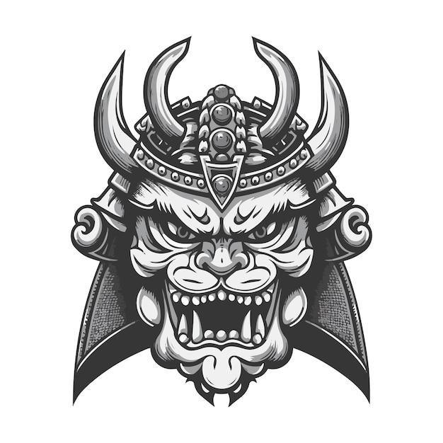 Lion oni samurai head mask