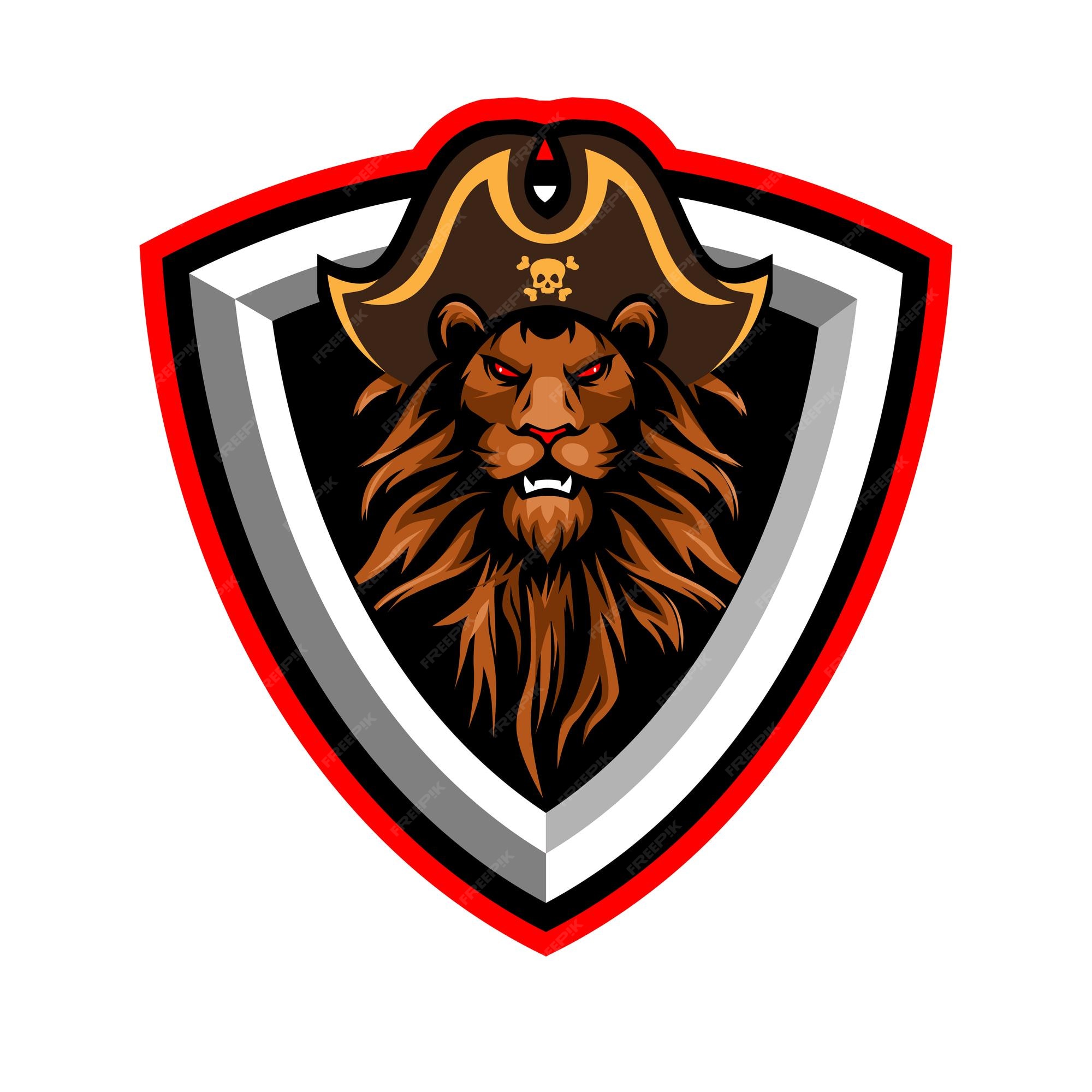 Premium Vector  Lion pirates esport mascot logo design