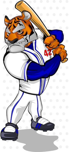 Vector lion playing baseball cricket illustration and character desigb