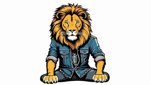 Lion in Rocker Attire Vector Illustration