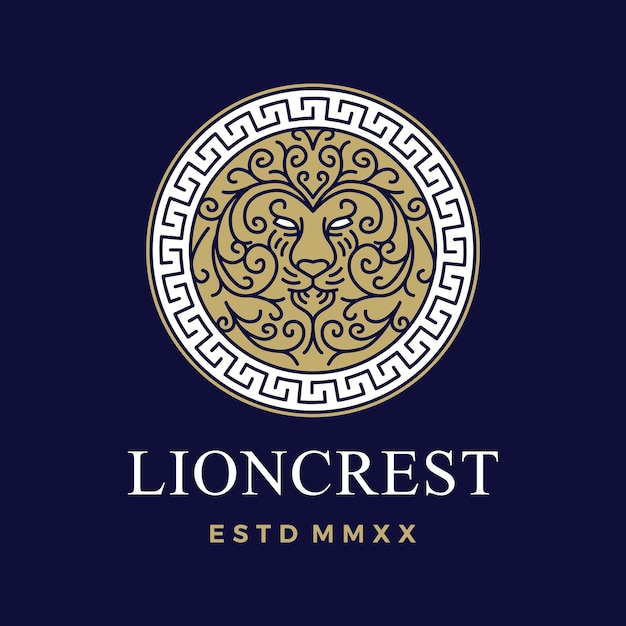 Lion round seal crest logo