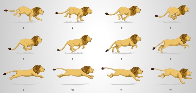 Lion run cycle animation sequence