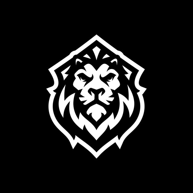 Lion schild embleem logo ontwerp op donkere achtergrond