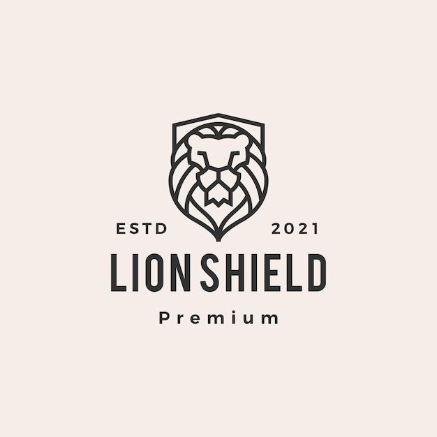 Lion shield hipster vintage logo   icon illustration