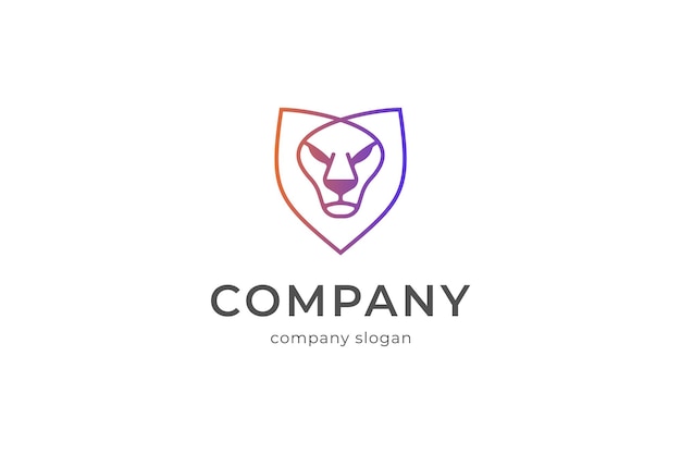 Lion shield logo template vector icon illlustration