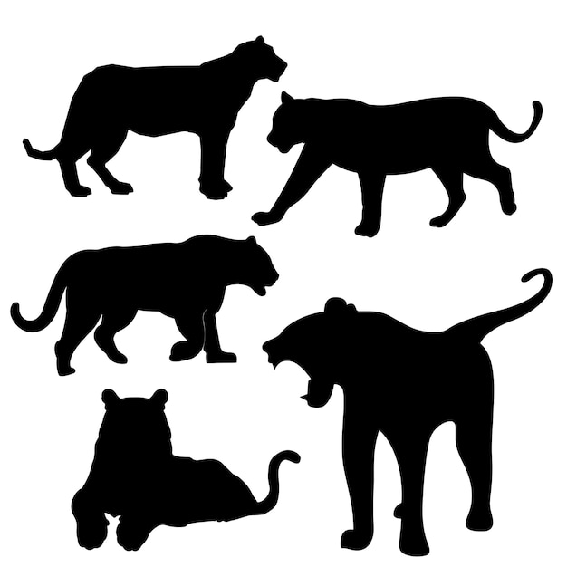 Vector lion silhouette collection