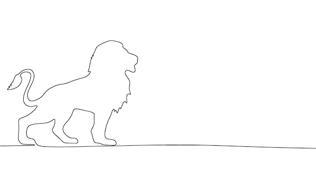 Lion silhouette vector One line continuous vector line art outline illustration Isolated on white