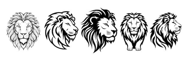 Lion silhouettes set large pack of vector silhouette design isolated white background