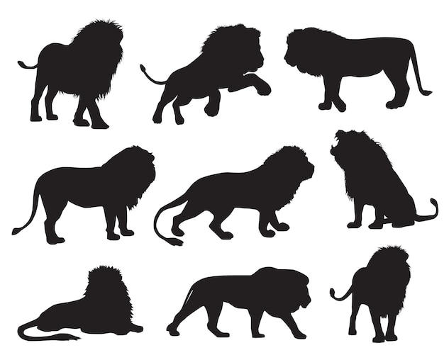 Vettore lion silhouettes