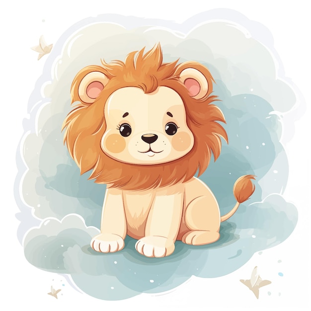 Vector a lion sits on a cloud