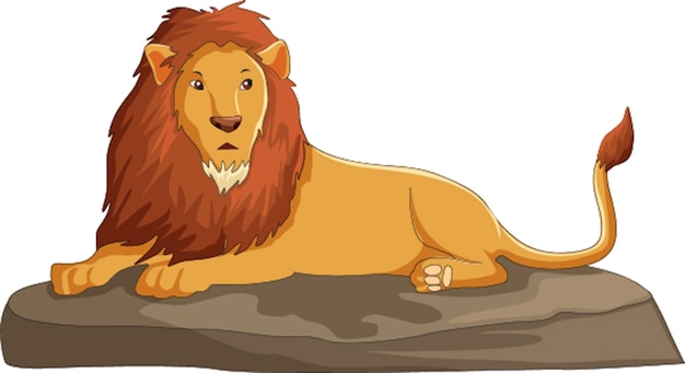 Lion sitting on a rock looking furiously vector illustration