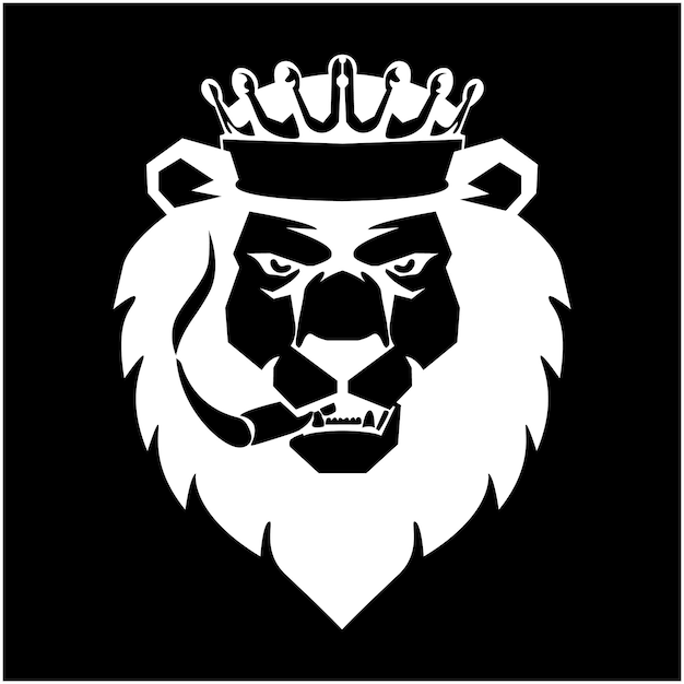 Lion smoking crown logo design icon | Premium AI-generated vector