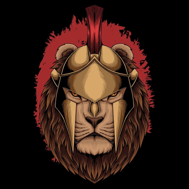 Vector lion sparta helmet vector illustration