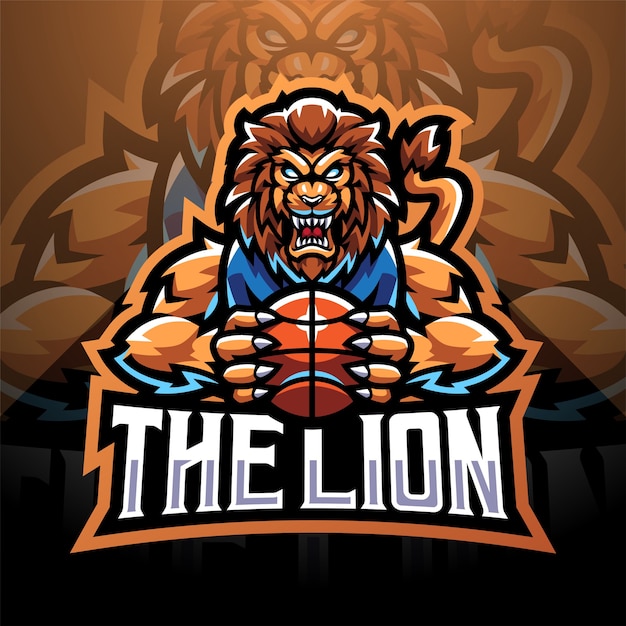 Il logo della mascotte di lion sport esport