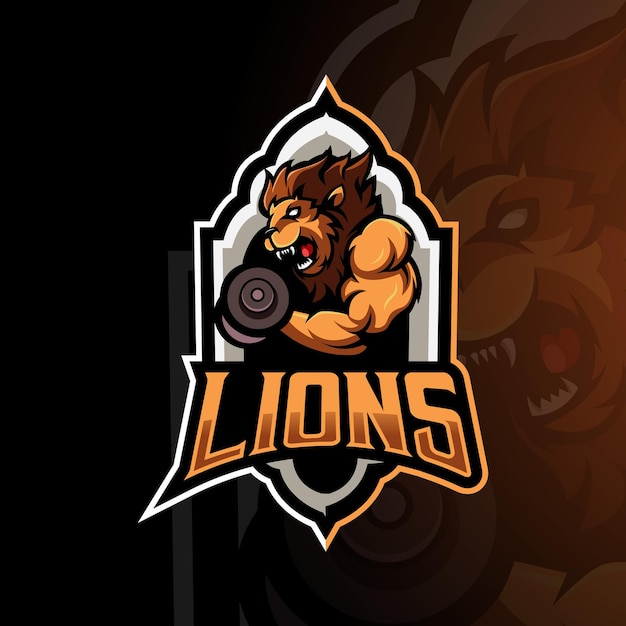 Lion sport mascotte logo ontwerp vector met moderne illustratie