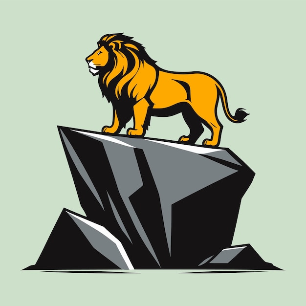 lion standing on a rock icon illustration