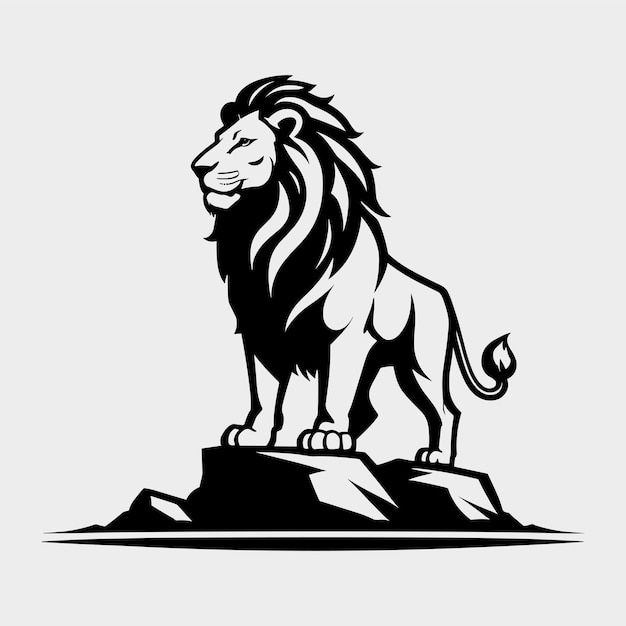 lion standing on a rock icon illustration