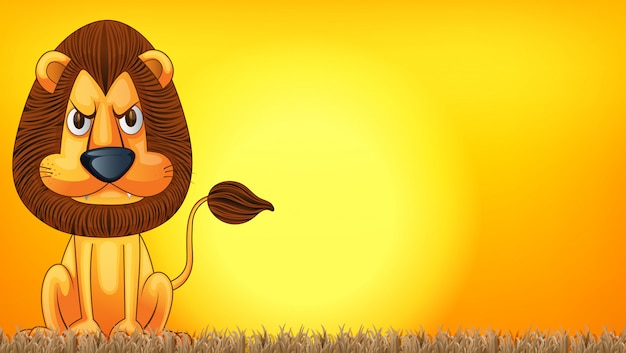 Vector a lion at sunset template