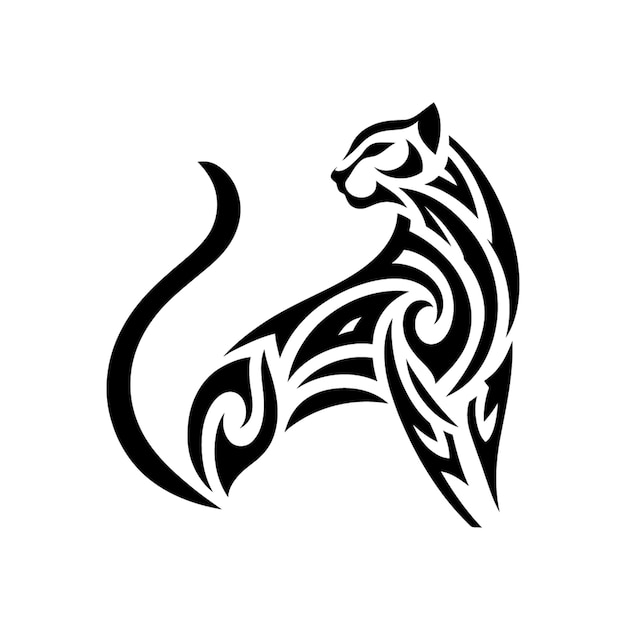 lion tiger cheetah panther modern tribal tattoo abstract line art of animals contour Vector