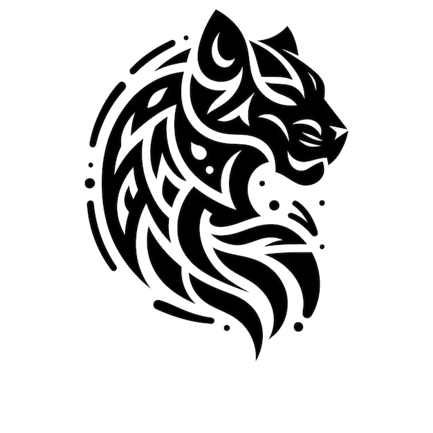 ライオン タイガー チータ パンサー 現代の部族タトゥー 動物の抽象的なラインアート 輪郭 ベクトル