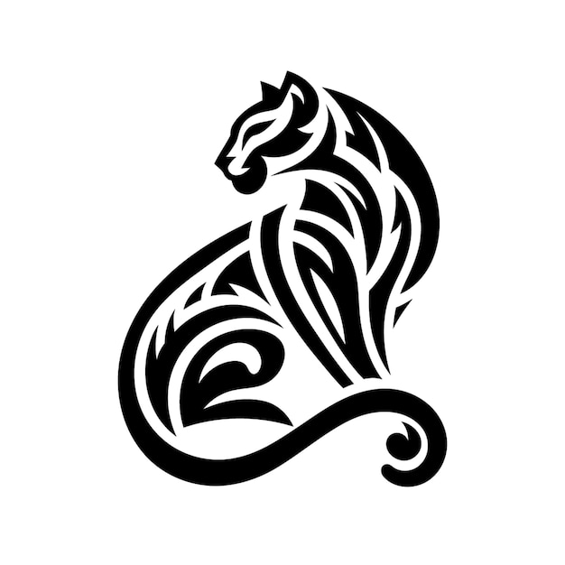 lion tiger cheetah panther modern tribal tattoo abstract line art of animals contour Vector