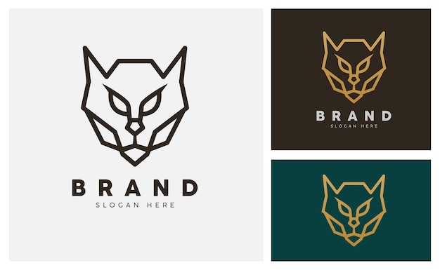 Vettore lion tiger jaguar simple line logo design