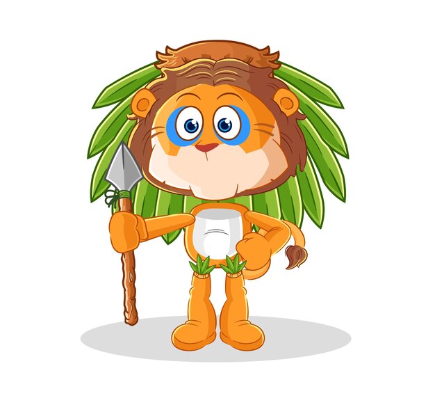 Lion tribal man mascotte cartoon vector