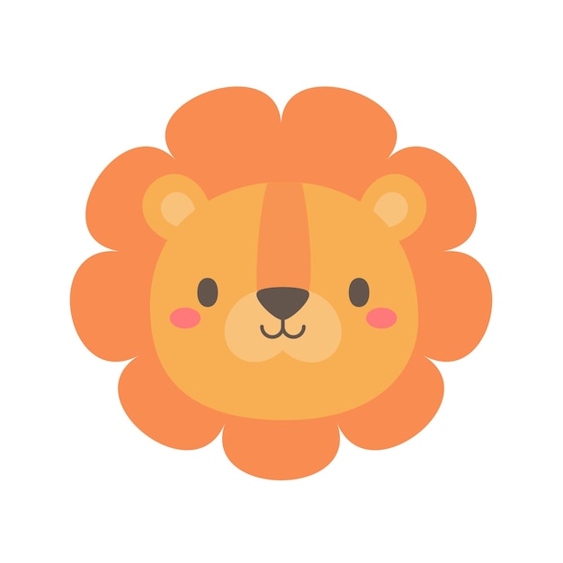 Lion vector cute animal face design for kids