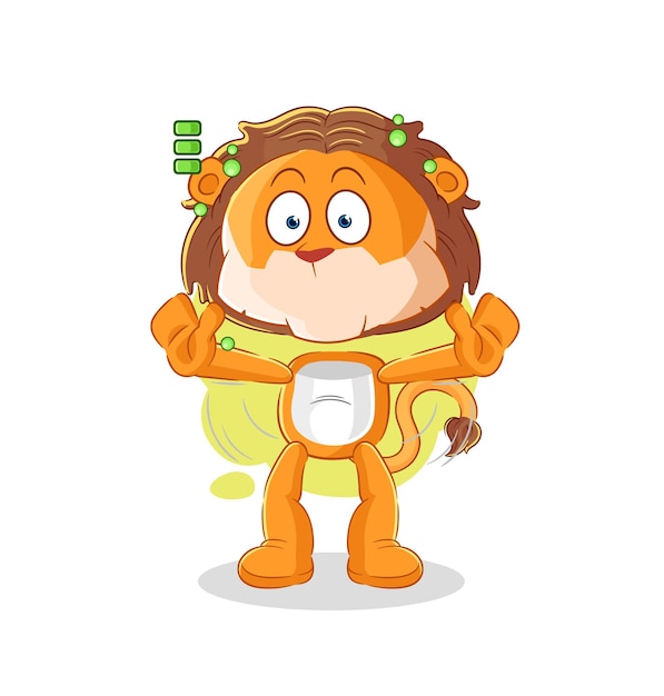 Lion volle batterij karakter cartoon mascotte vector