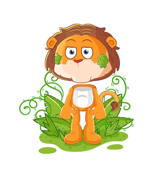 Lion waiting too long mascot cartoon vector