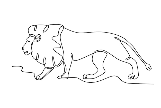 Vector a lion walking side view world wildlife day oneline drawing