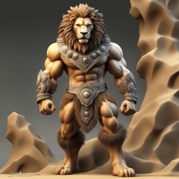 Vector lion warrior