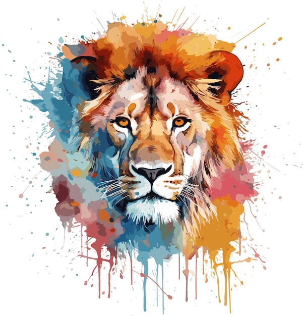 lion watercolor brush style design vector for t shirt