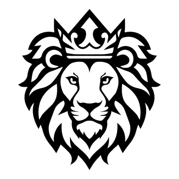 lion wearing crown iconic logo vector illustration